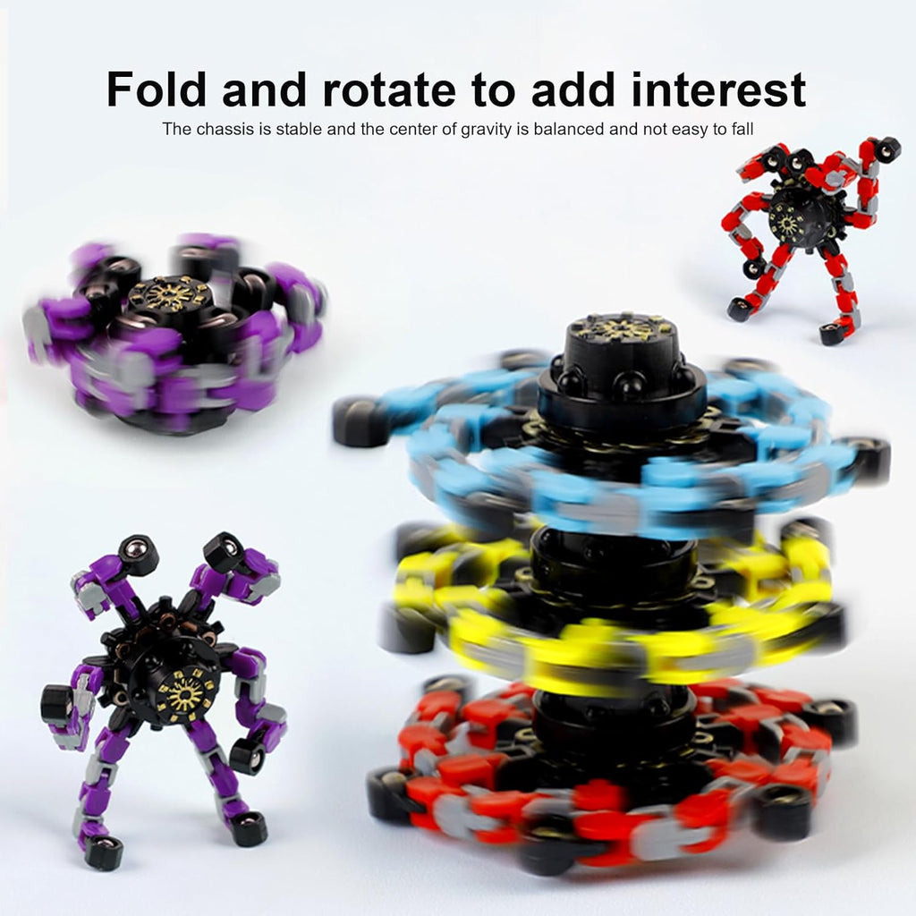 12Pcs Transformable Fidget Spinners for Kids & Adults, DIY Robot Fingertip Toys Q64740