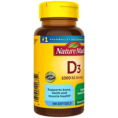 Nature Made Vitamin D3 1000 IU Softgels, 180 Count V67471