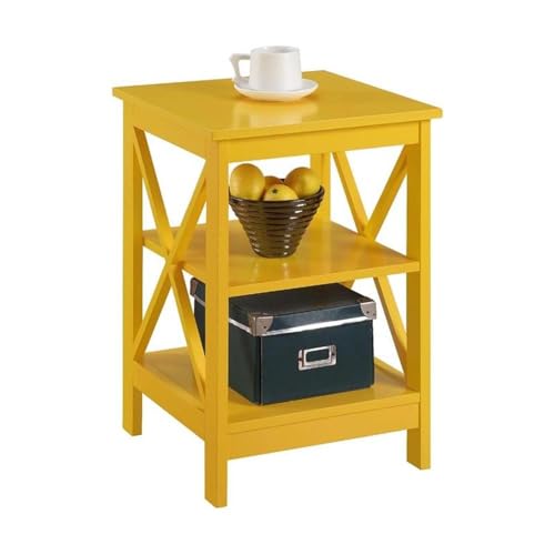 Convenience Concepts Oxford End Table with Storage Shelves, White Faux Marble/Black N969