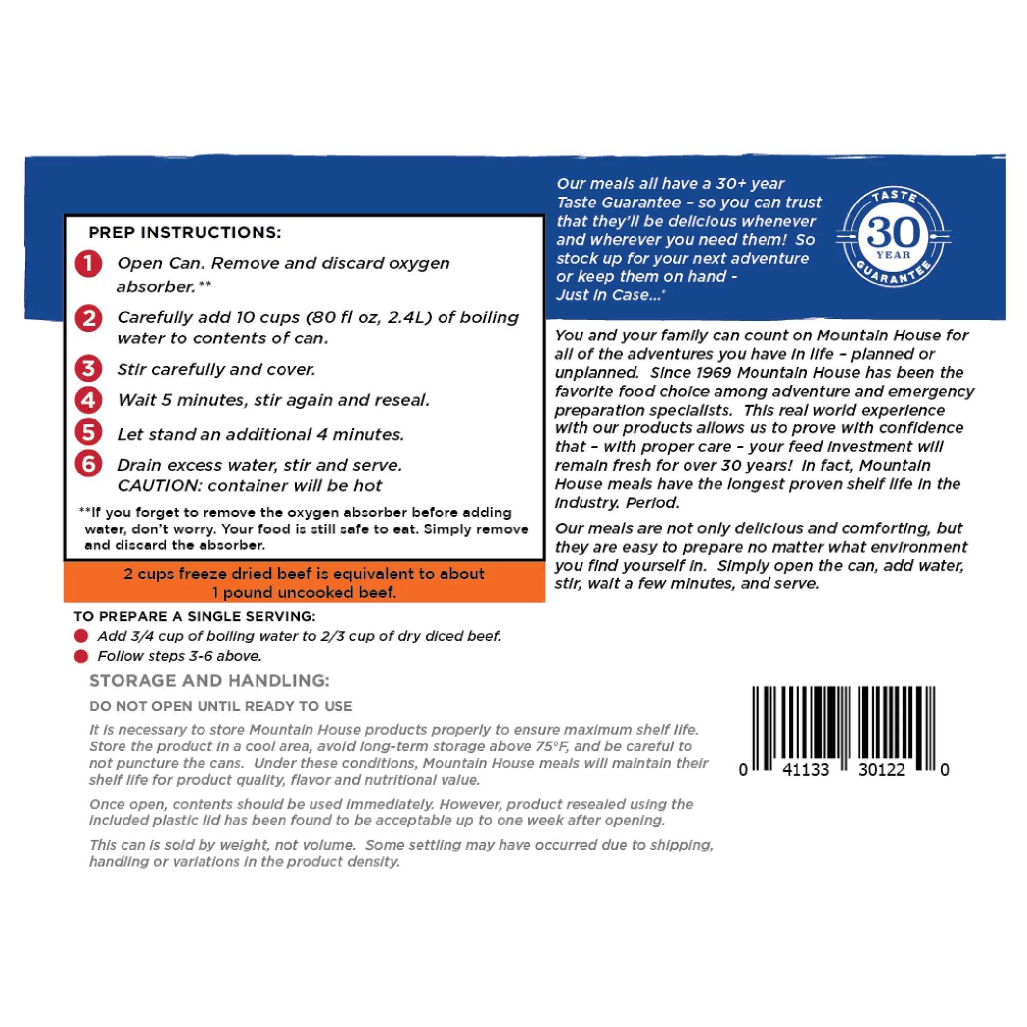 Mountain House Diced Beef Freeze Dried Emergency Food, #10 Can K91536