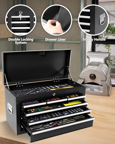 5-Drawer Rolling Tool Chest with Brake Casters, Black E95317
