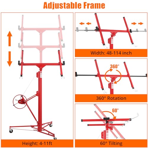 Drywall Lift 11FT, Adjustable Panel Hoist, 150LBS, Red H110533