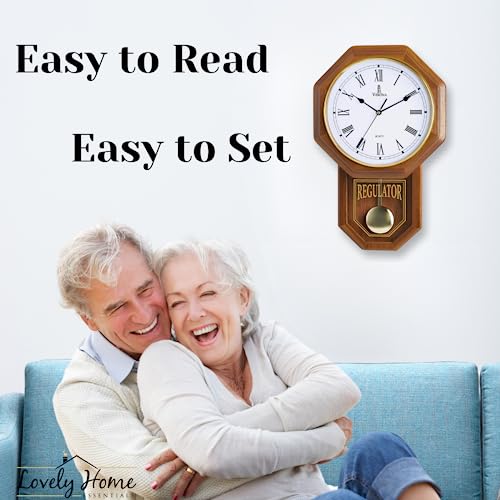 Pendulum Wall Clock Battery Operated Wooden Schoolhouse K6203