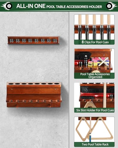 Wall Mount Pool Cue Rack Holder for 6 Sticks C931760