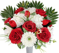 HENOMO Cemetery Flower with Grave Vase,Vibrant Rose Mum and Hydrangea Mix Bouquet for Headstone,None-Bleed Color,Easy Fit