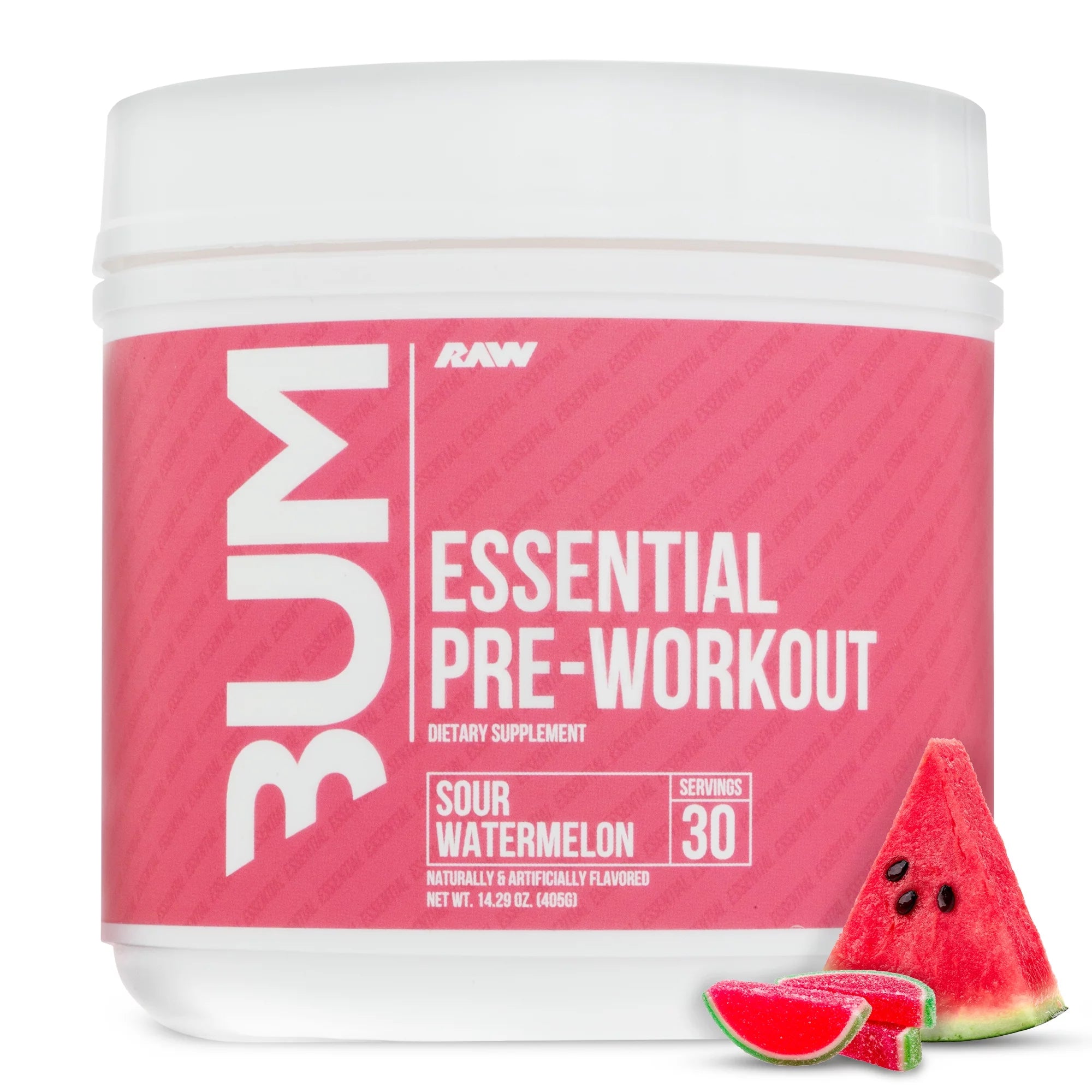 RAW Nutrition Essential Pre Workout Powder, Sour Watermelon, 30 Servings V6904