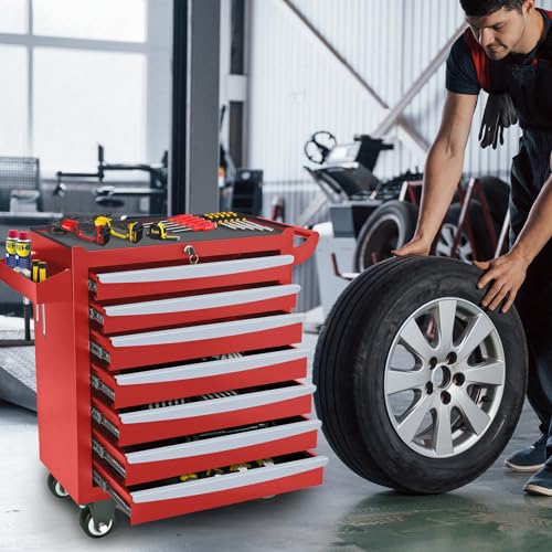 Rolling Tool Chest, Metal Tool Box with 5 Drawers, Lockable Garage Storage Cabinet Q978