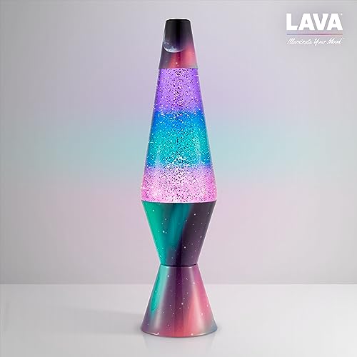 Lava® Lamp 14.5" Polar Glimmer Motion Light, Silver Glitter, Multicolor Base A86512