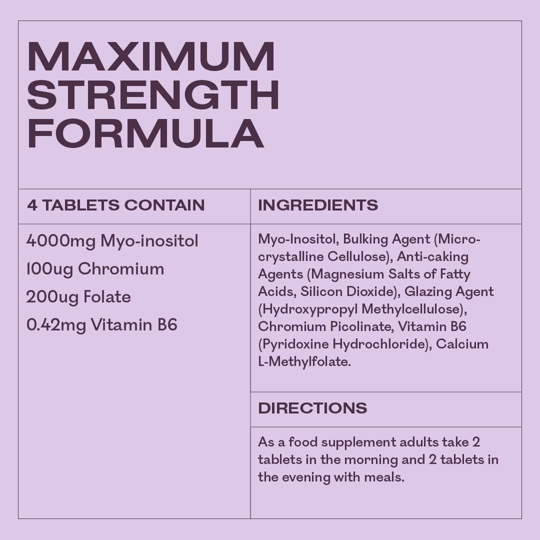 Myoplus PCOS Supplement - 4000mg Myo Inositol, 200ug Folate & 100ug Chromium - 120 Vegan Tablets P1985