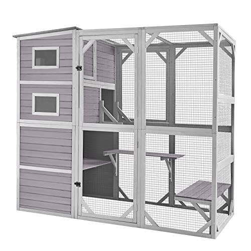 Aivituvin Large 4-Tier Catio Outdoor Indoor Cat Enclosure House with Weatherproof Roof W524