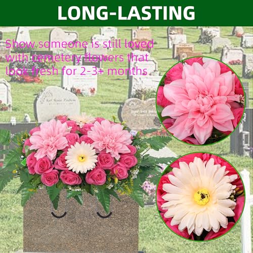Artificial Cemetery Flower Saddle for Headstone Memorial Decorations, Light Blue K591112