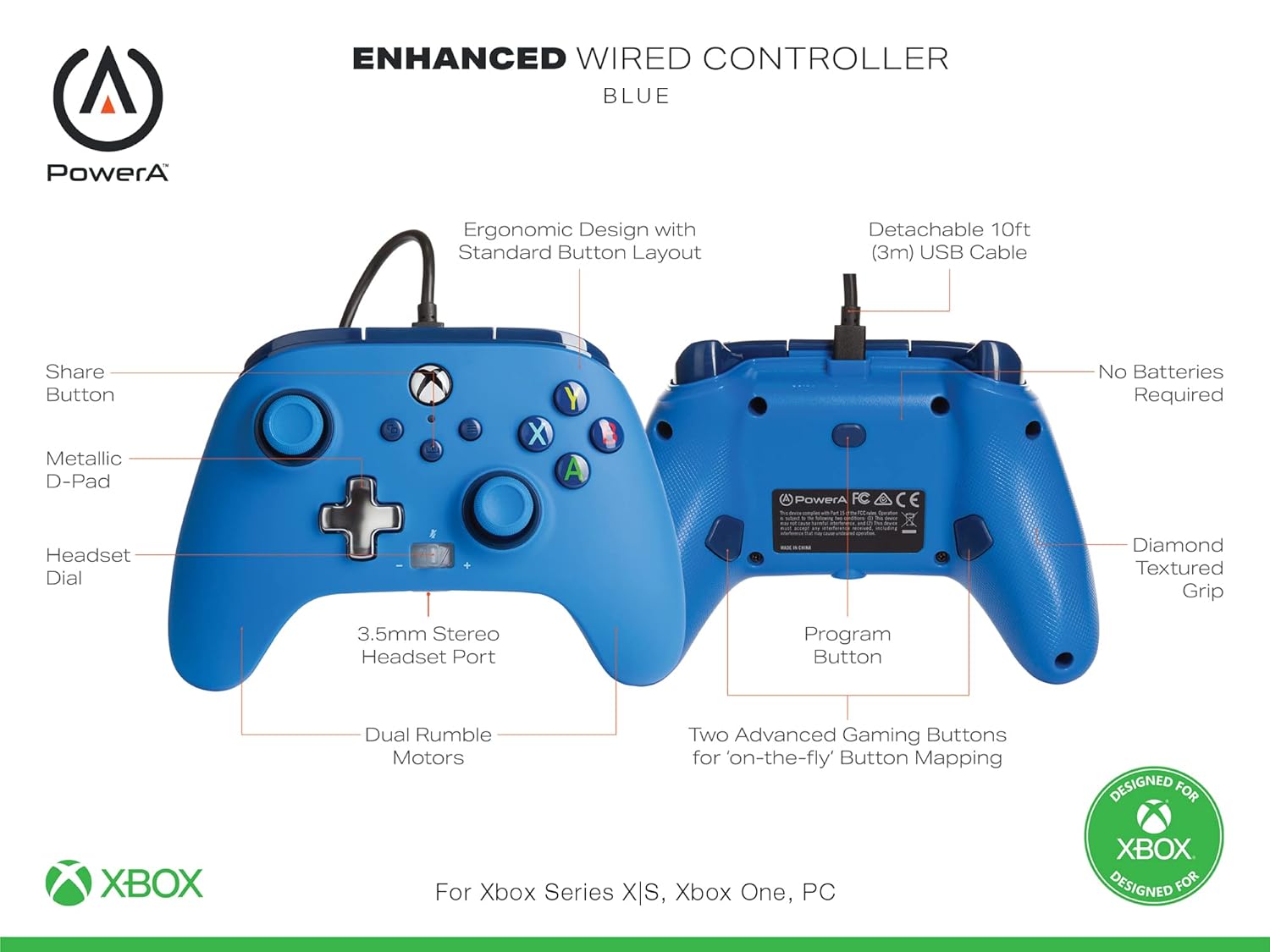 PowerA Enhanced Wired Controller for Xbox Series X|S - Blue G65885