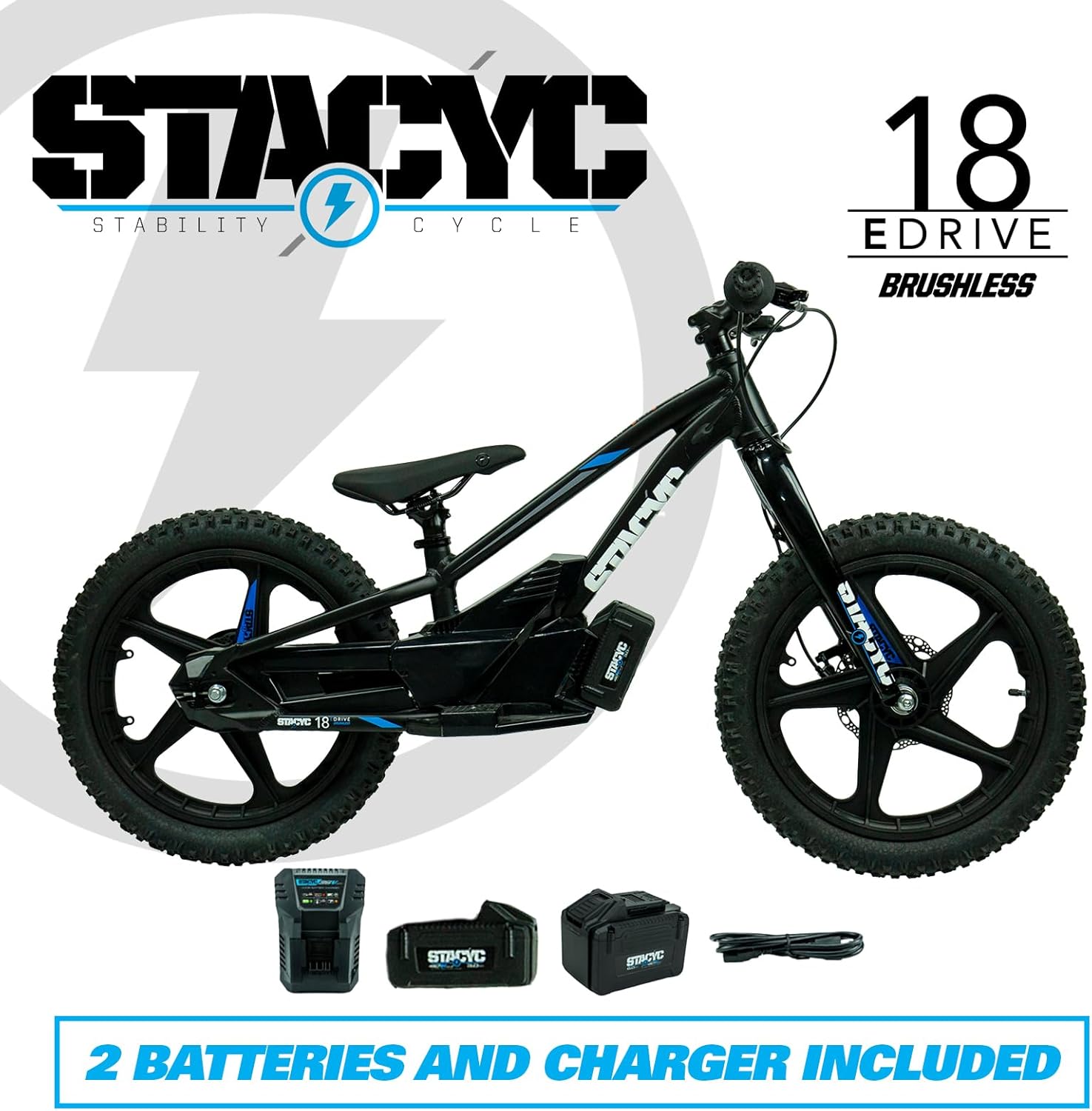 STACYC Brushless 18eDRIVE Electric Balance Bike with 36V 6AH Battery for Kids J2627