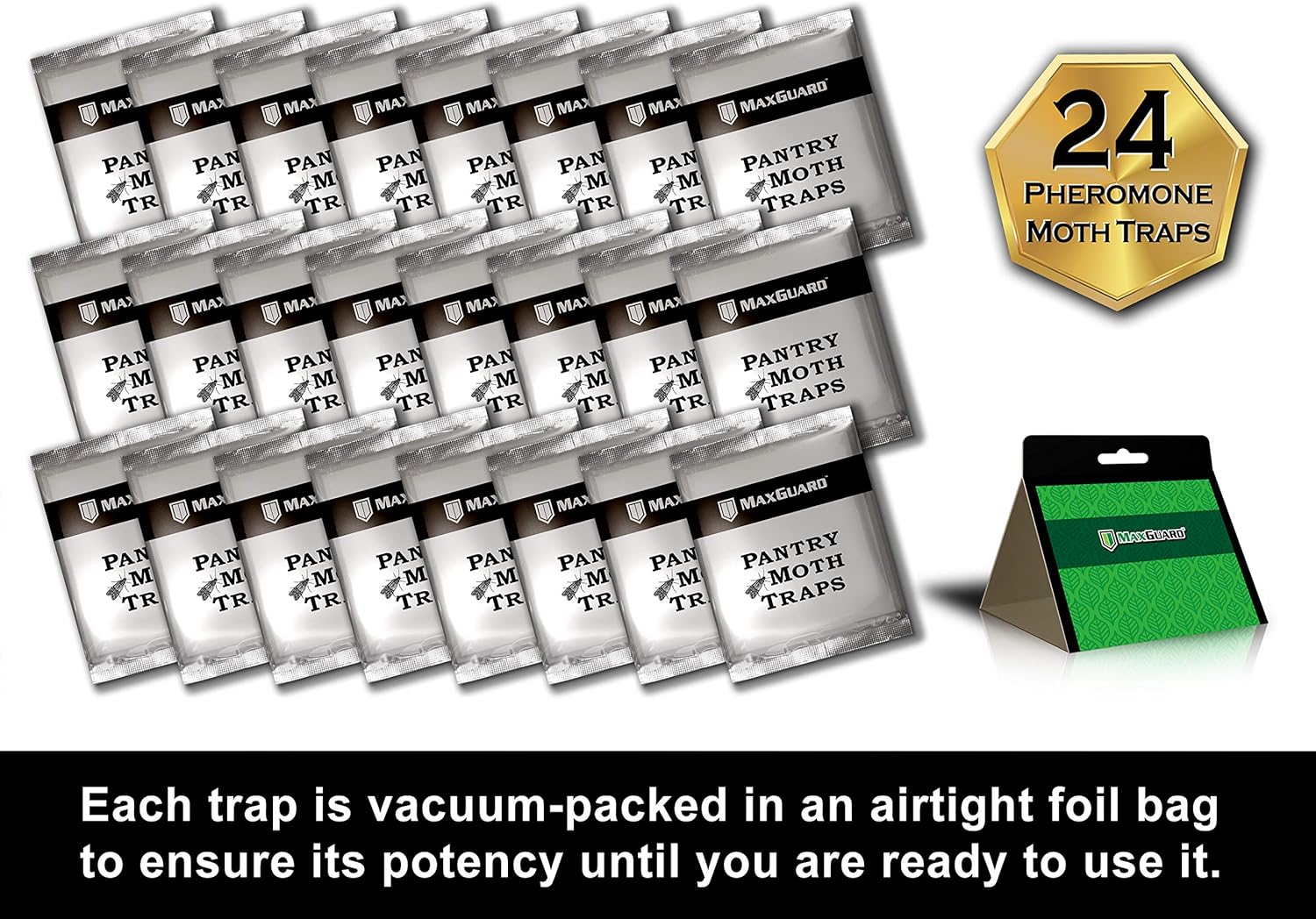 Pantry Moth Traps (24 Pack) with Extra Strength Pheromones, Non-Toxic Sticky Glue Trap K62832