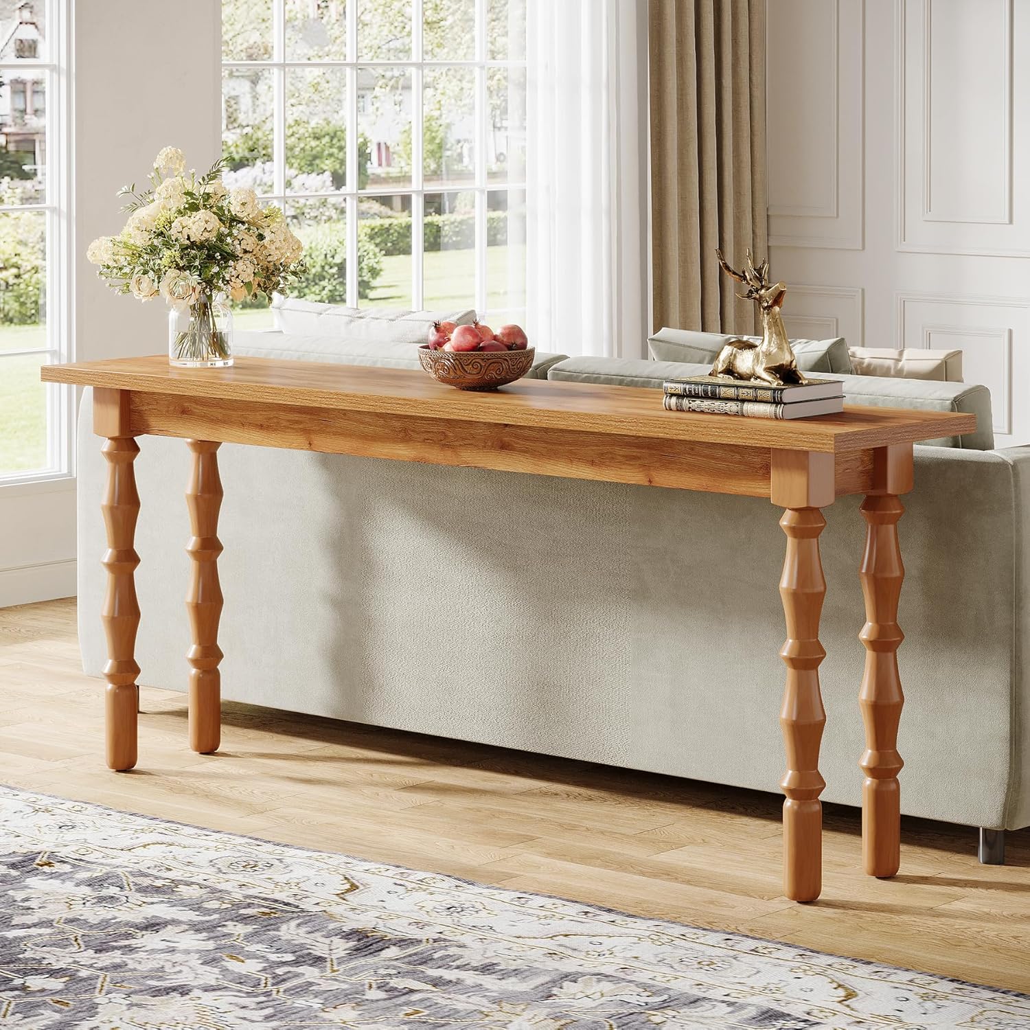 Tribesigns 70.9-Inch Console Table for Entryway with Solid Wood Legs L78418