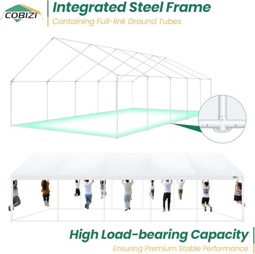 COBIZI 20x40 Party Tent Heavy Duty with Removable Sidewall, White S4012
