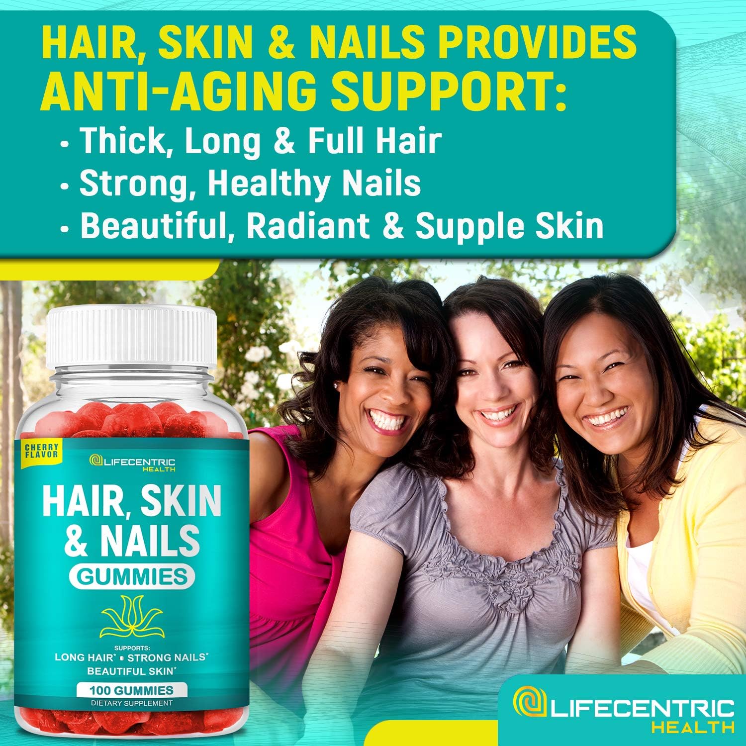 Hair Skin and Nails Gummies with High Potency Biotin 5000mcg for Women Men and Kids X55618