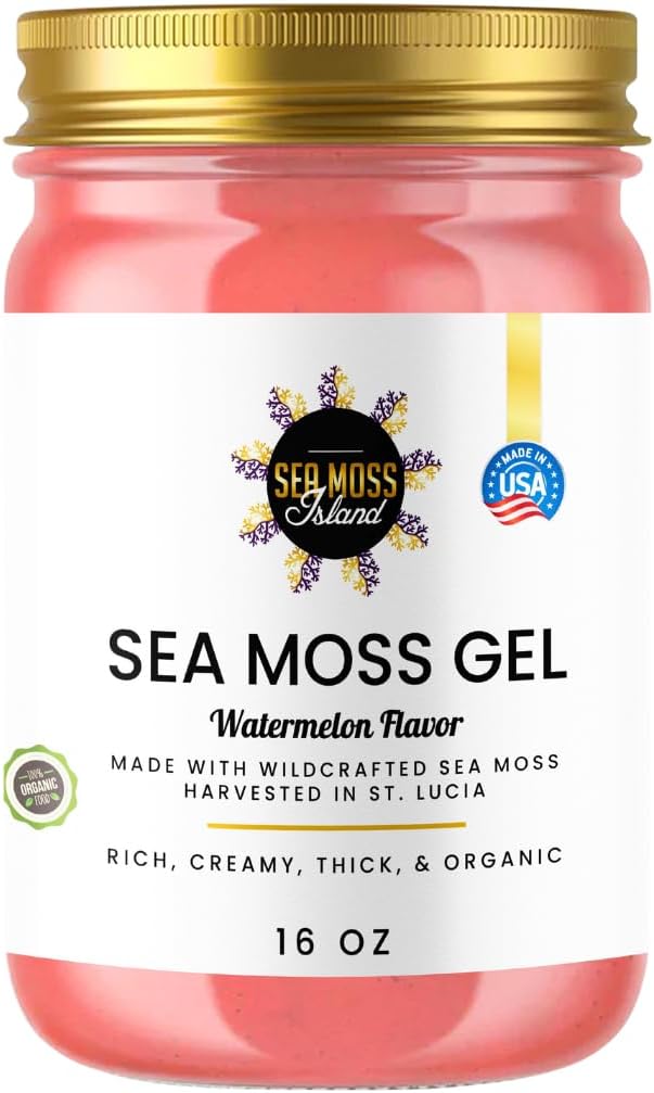 Watermelon Sea Moss Gel Wildcrafted Irish Seamoss, Vegan Supplement, 16oz O26614