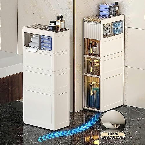 Bathroom Floor Cabinet with Stackable Storage Drawers, Slim Toilet Paper Storage D354