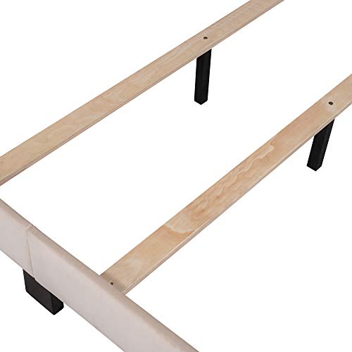 Queen Size Velvet Upholstered Platform Bed with Headboard and Wood Slat Support I749440