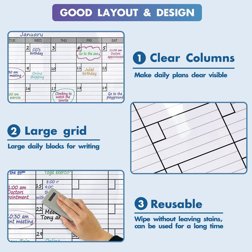 Dry Erase Two Month Laminated Wall Calendar 38" x 50" D611350