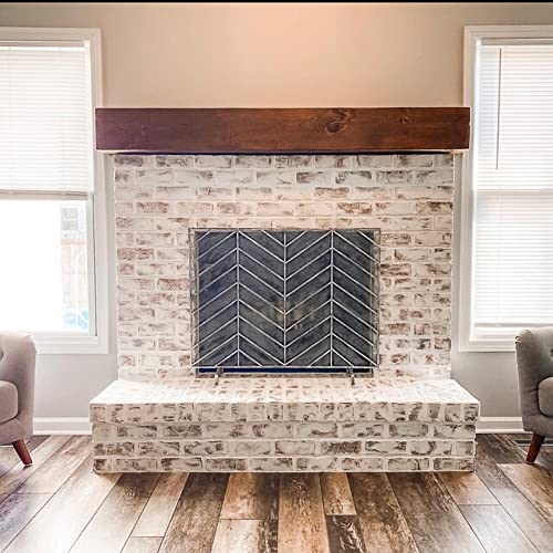 URBANDI Rustic Fireplace Mantel Shelf Real Wood Brown 60Lx6Hx8D P57637