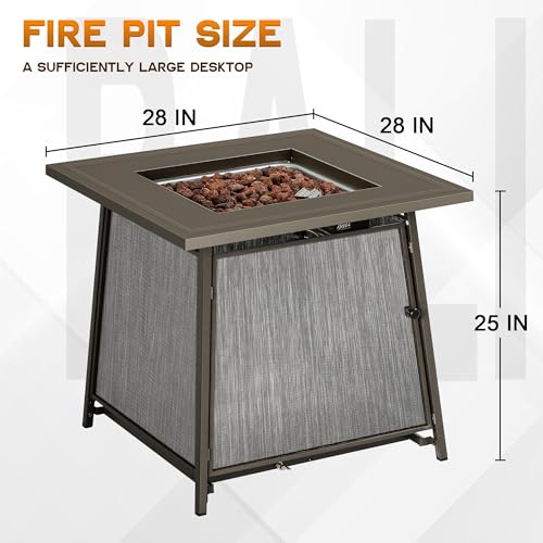 BALI OUTDOORS 50000 BTU Propane Fire Pit Table with Lid, 28 inch, Black Y709007