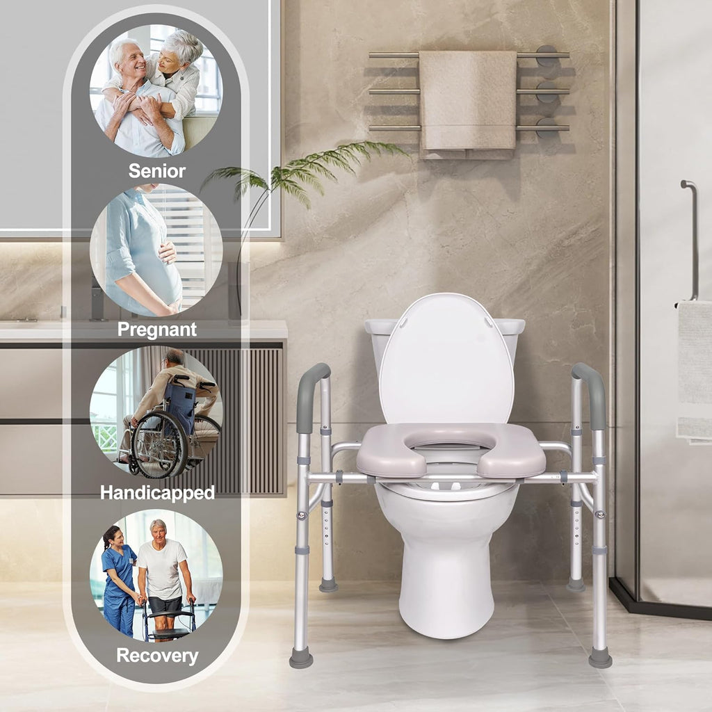 Raised Toilet Seat with Handles, Width Adjustable, 400 lbs Capacity for Seniors Z64238
