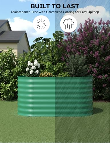 4x2x2Ft Oval Galvanized Steel Raised Garden Bed - Outdoor Metal Planter Box for Vegetables, Flowers, Herbs L43315