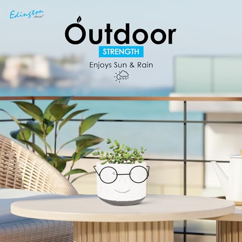 Face Planter Pot with Drainage, 4 inch Head Plant Pot with Glasses (Green) M651652