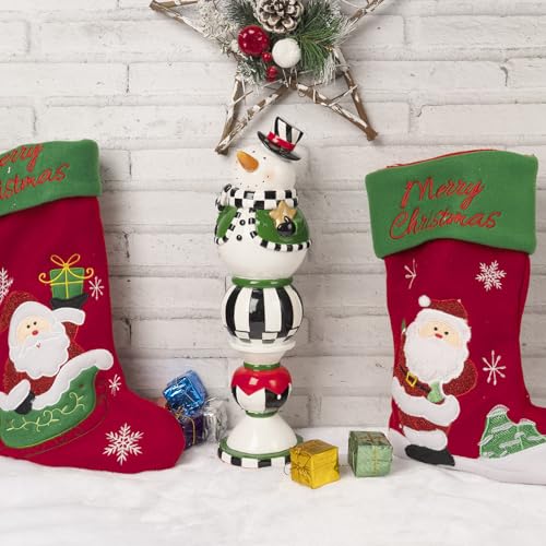 Black and White Checkered Snowman Christmas Decorations Indoor W584