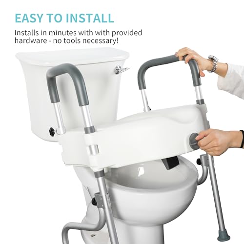 Toilet Seat Riser with Handles for Seniors, 4.5in Raised, Heavy Duty Support up to 330lbs C831