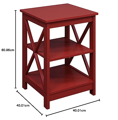 Convenience Concepts Oxford End Table with Storage Shelves, White Faux Marble/Black N969
