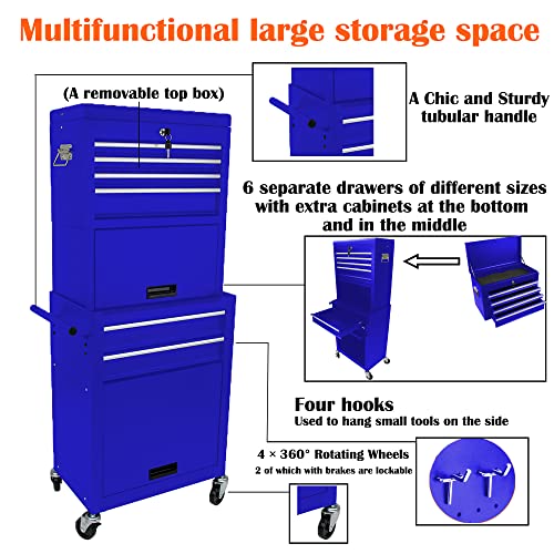 5-Drawer Rolling Tool Cart with Wheels, Black V51953