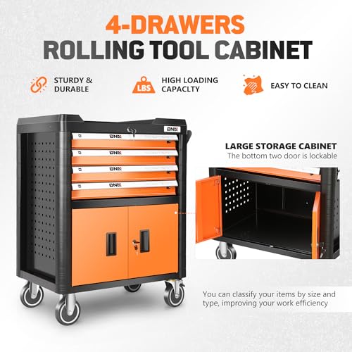 DNA MOTORING 7-Drawer Rolling Tool Cabinet Chest with Keyed Locking System, Green M137