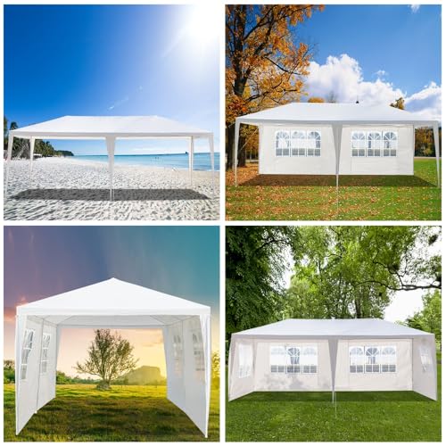 10x30 Party Tent with 8 Removable Sidewalls, Waterproof White Canopy K1981