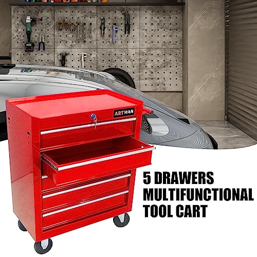 5-Drawer Rolling Tool Cart with Wheels, Black V51953