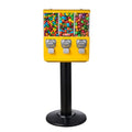 VEVOR Commercial Vending Machine, Triple Compartment Candy Dispenser with Iron Stand, Gumball and Candy Machine for Business, Coin Operated Gumball Bank for Toy Capsules Bouncy Balls Candy Nut, Yellow