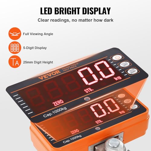VEVOR Crane Scale 2200 lbs/1000 kg Digital Hanging Scale with Remote Control Q521961