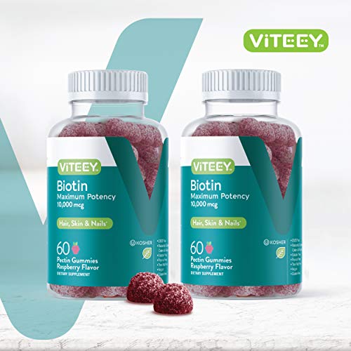Biotin Gummies for Hair, Skin, and Nails 10,000mcg - Vegan, Raspberry Flavor E477501