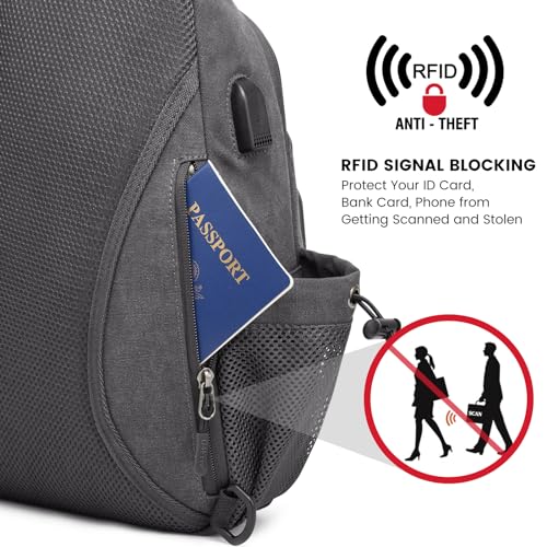 G4Free Sling Bag Canvas Crossbody Backpack with USB Charging Port F320628