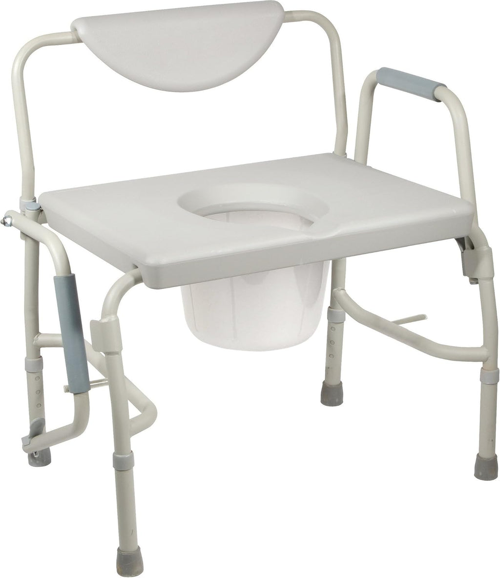 HEALTHLINE Heavy Duty Drop Arm Bariatric Commode with Adjustable Seat Height, 500 lbs K7640