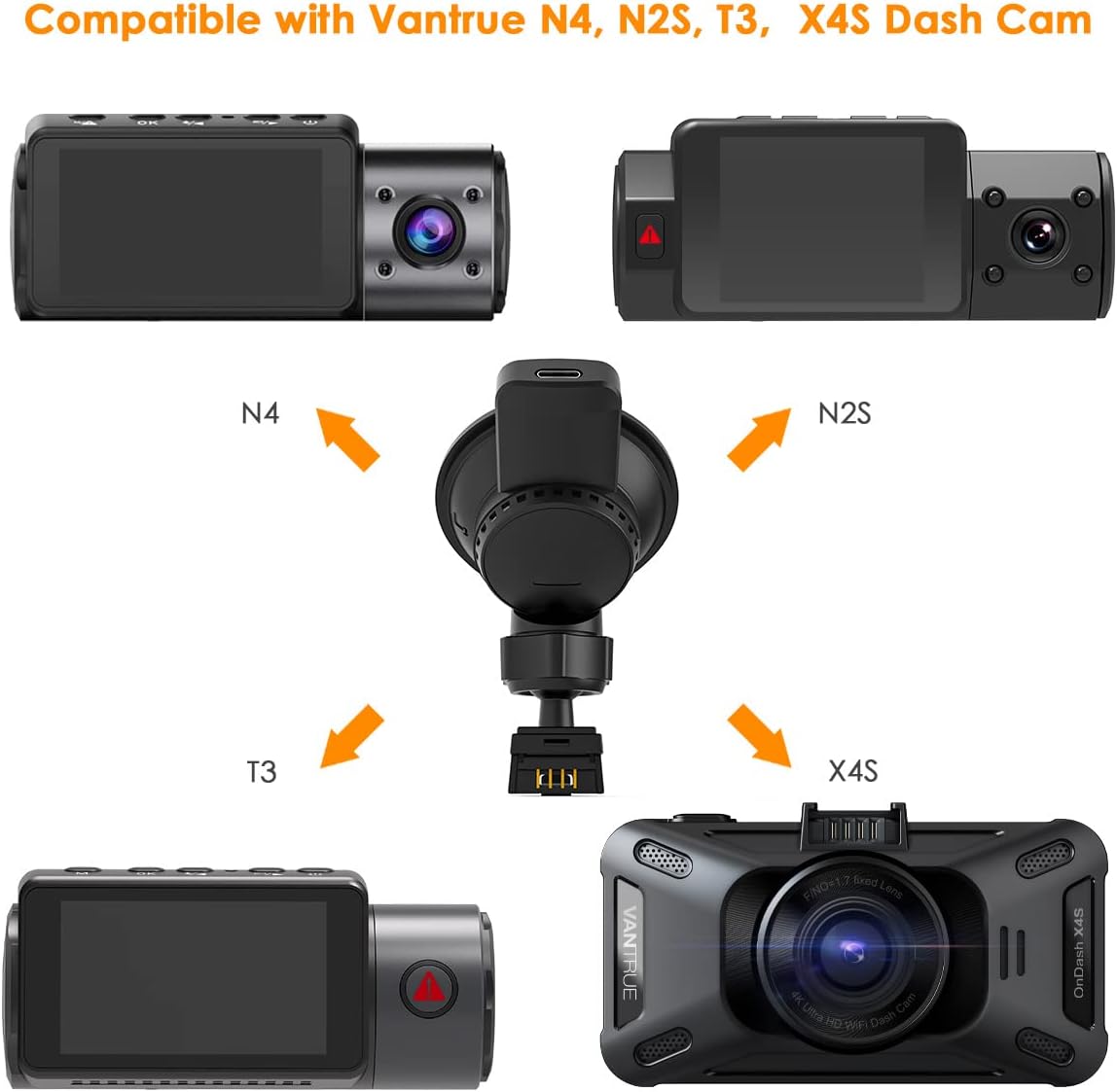 Vantrue N4 N2S X4S T3 Dash Cam USB Car Mount V9885