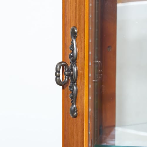 Suteck Corner Curio Cabinet with Lights, Tempered Glass Shelves, Cherry I643