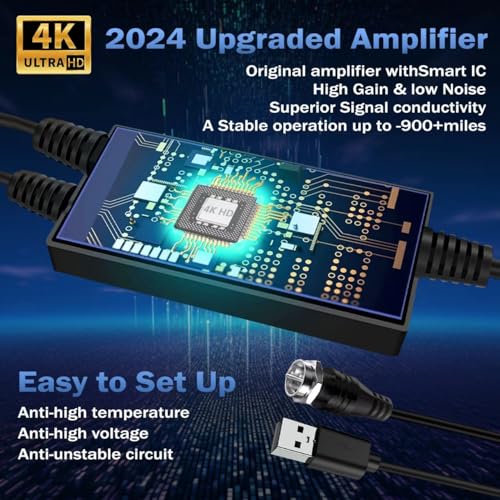 TV Antenna for Smart TV, 920+ Miles Range, Indoor Outdoor, 4K 8K HD with Amplifier K9560