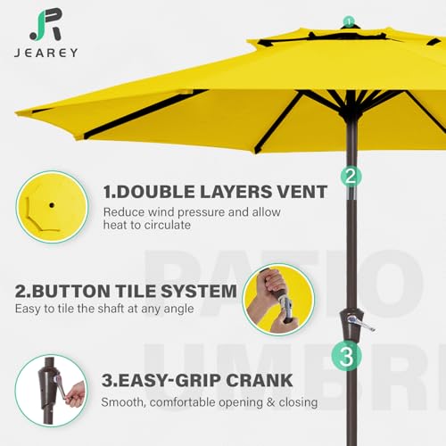 JEAREY 9 ft 2-Tiers Patio Umbrella with Push Button Tilt, Navy Blue A58987