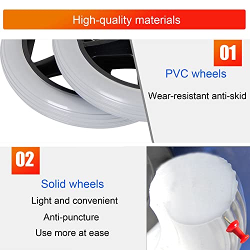 2 Pcs Front Castor Wheel 7 Inch 8 Inch Wheelchair Wheels Solid Rubber with Bearing X955