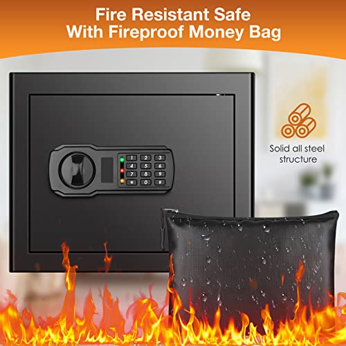 Fireproof Waterproof Home Safe Box with Digital Lock and Removable Shelf T38568