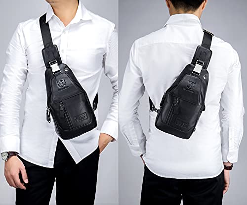 BULLCAPTAIN Genuine Leather Men Sling Crossbody Bag I154030