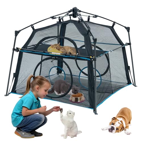 X-Large Catio Outdoor Cat Enclosure and Cat Tower Tent, 3-Tier Portable Foldable, Two Doors Z502328
